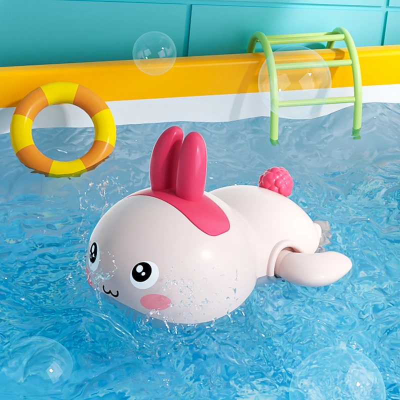 Cute Animal Clockwork Bathtub Swimming Pool ToyBaby Bath Toys for Toddlers 1-3 Boys & Girls Water Bath Toy Set