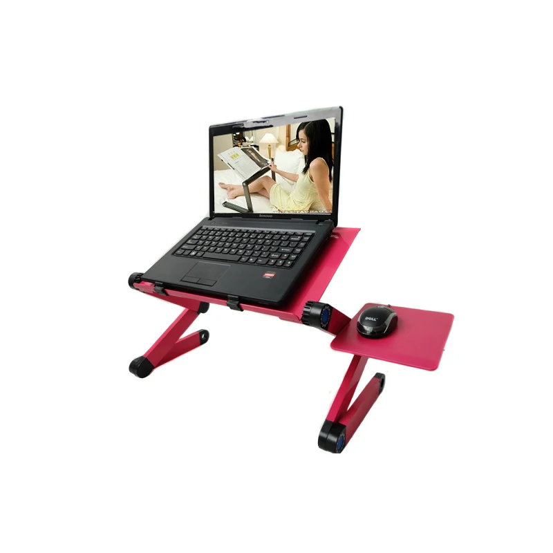 Ergonomic height adjustable multi-angle foldable computer laptop table desk cooling fan bed portable laptop stand