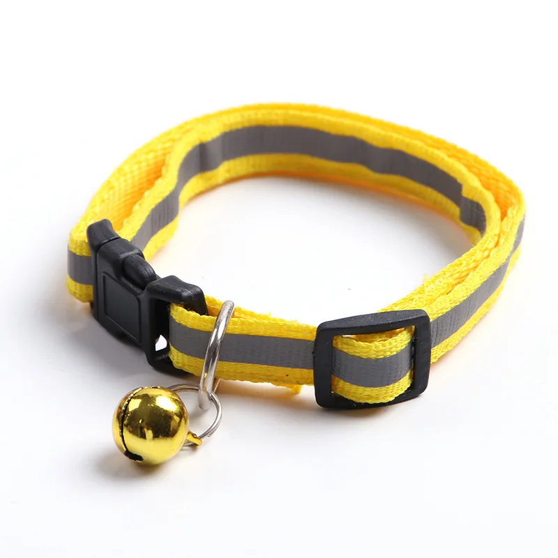 Drop Shipping Pet Black Buttons Reflective Collar Dog Patch Bell Collar Cat Collar