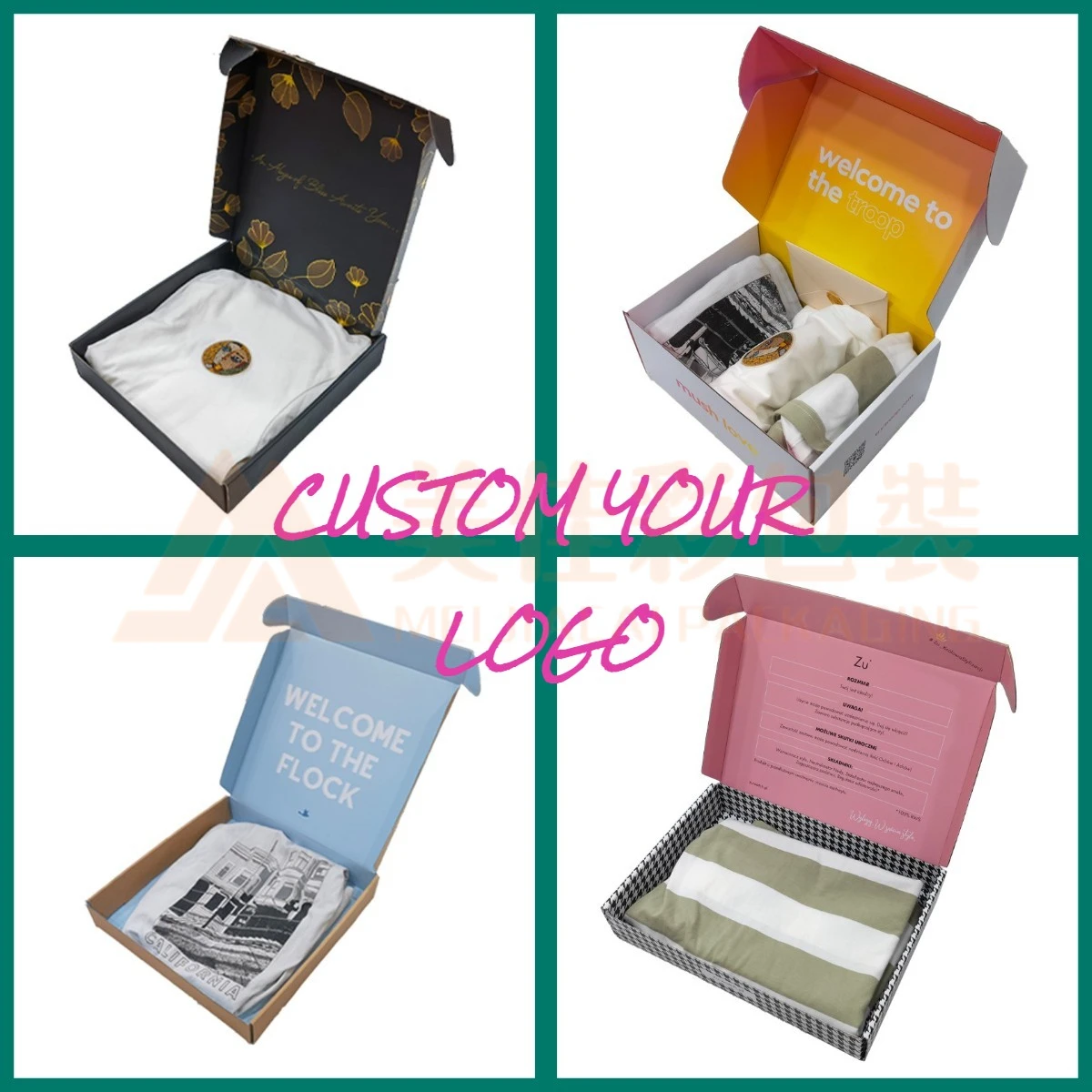 custom logo shipping apparel dress t shirt packaging box for packaging clothes dresses