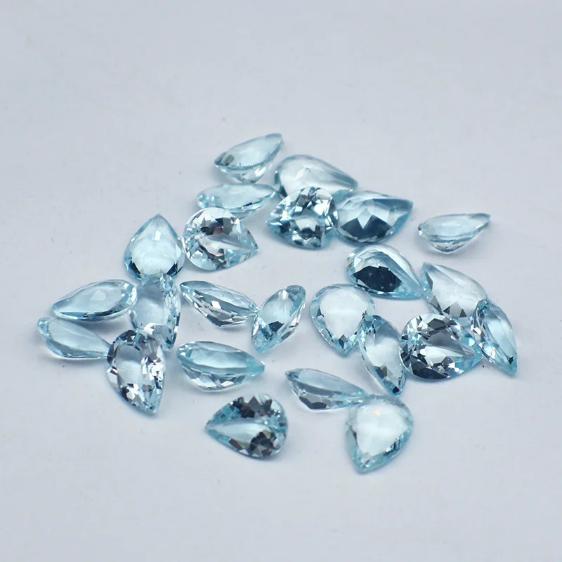 MEDBOO Fine Jewellery Wholesale Pear Cut Various Sizes Real Solid Natural Aquamarine Gems Loose Gemstones For Jewelry Making