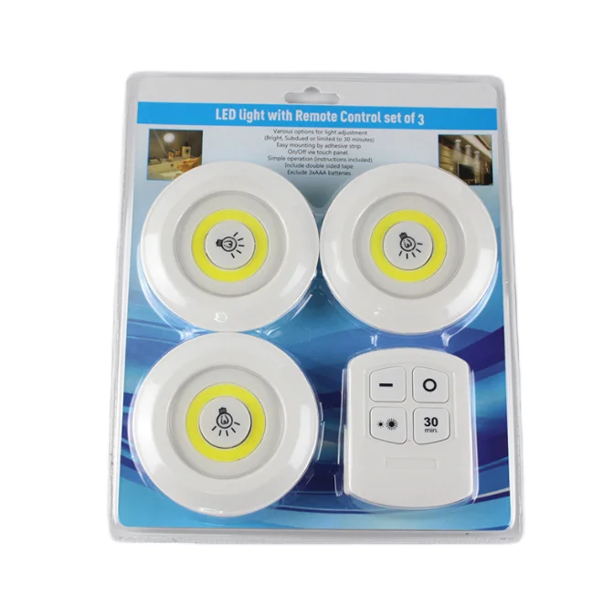 Clover 3W LED Wireless under Cabinet Light Dimmable Wardrobe Night Lamp with Remote Control Sensor Switch Bedroom Dormitory 50+