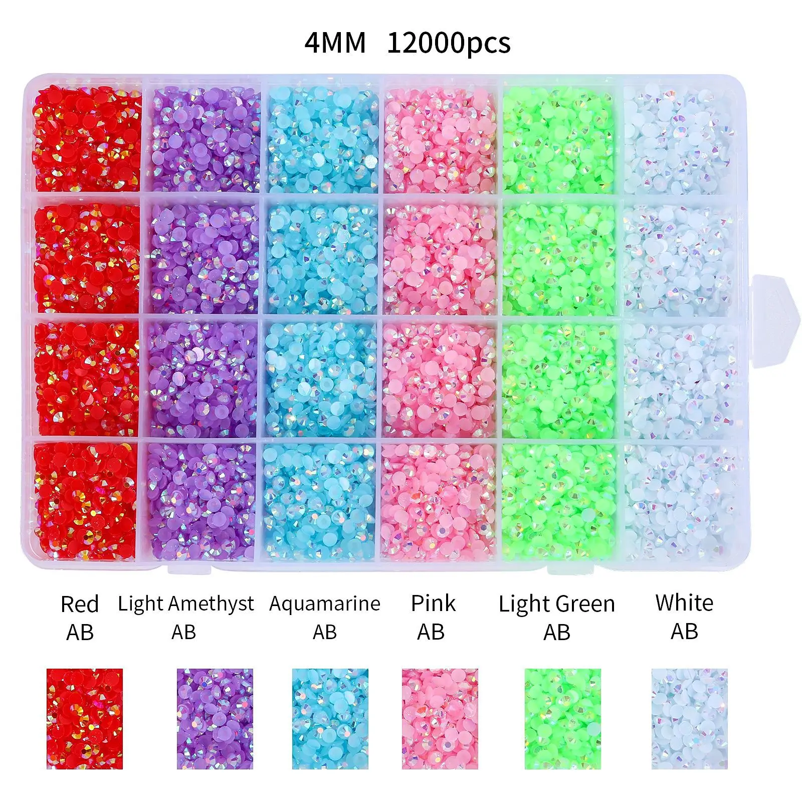 3/4/5mm Colorful Jelly Neon AB Resin Rhinestones 3D Nail Art DIY Craft Decoration Material Resin  Stones Manicure Flatback Bead