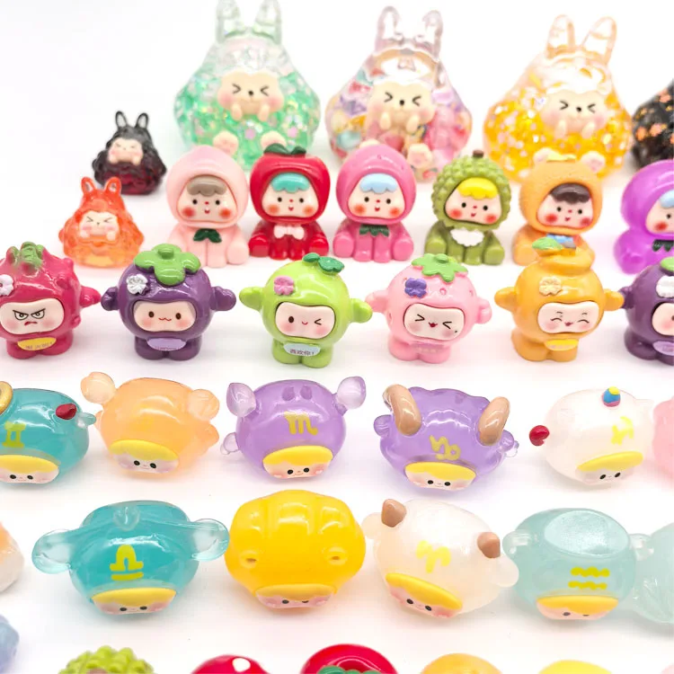 cartoon kid cute kawaii resin luminous objects glowing rabbit miniature decorative model 3d mini animals lucky bag children toys