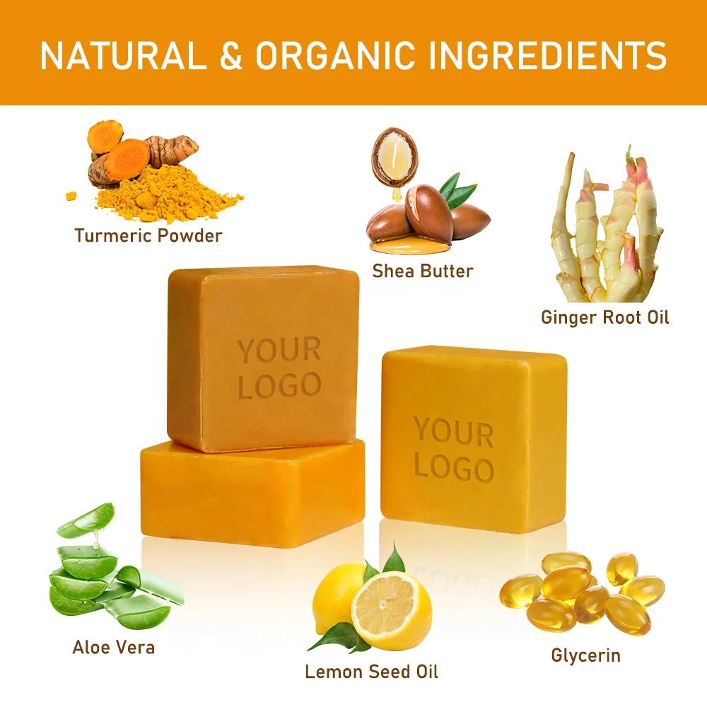 Custom Tumeric Anti-oxidant Soothing Anti Acne Skin Lightening Soap Base Lemon Turmeric Honey Soap