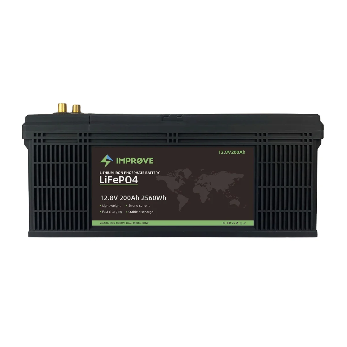 Wholesales solar energy system 12V 200Ah LiFePo4 Battery Pack 12.8v rechargeable Lithium Ion deep cyccle battery with BMS