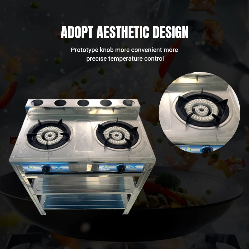 Vertical Gas Commercial 2 wok Burners Stove Range Multifunction two Stoves cooking Machine For Kitchen Cooking
