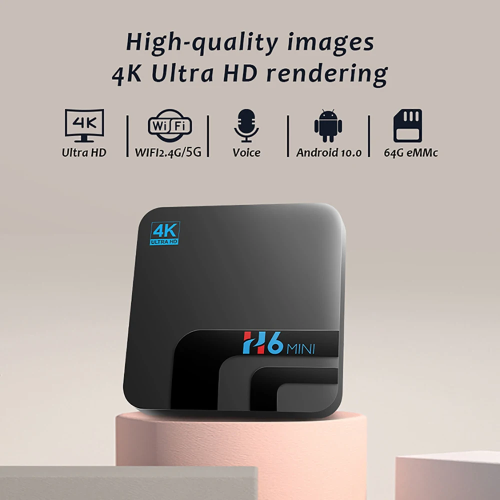 Best H6mini Tv Box 4k Android 10 4GB RAM 32GB 64GB ROM 2.4G/5.8G WIFI H.265 USB3.0 Media Player IPTV TV Box