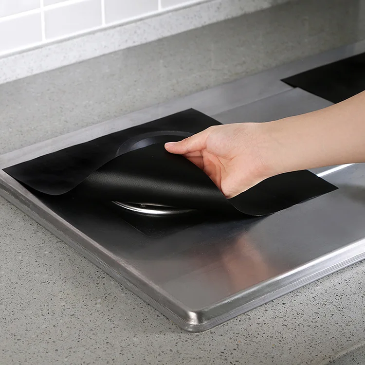 Антипригарная 4 штуки утолщенной 0,2 мм газовая плита защитная крышка многоразовые быстро Очищающая Подушечка для газовой плитой протектор