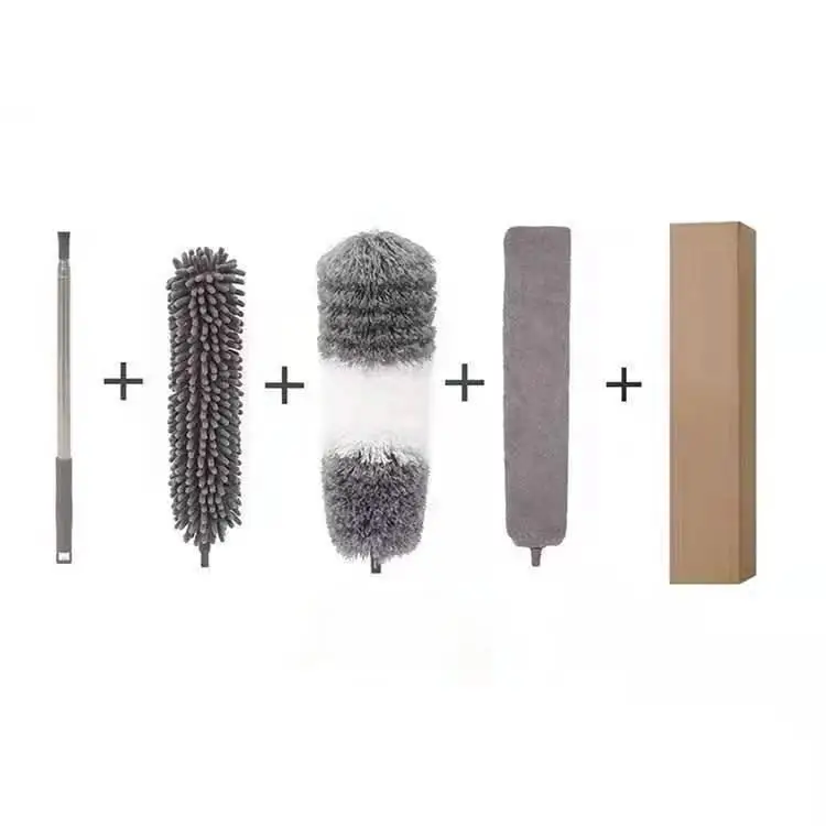 Flexible Head Microfiber Feather Duster Extendable Telescopic Pole Reusable Ceiling Car Household Brush Duster Cleaning Brush