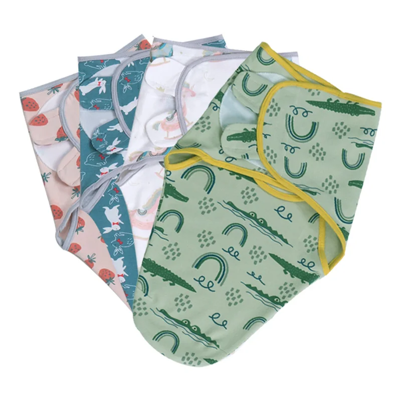 wholesale Baby Sleeping Bag Animal Print Cocoon Swaddle Newborn Swaddle Wrap And Top Knot Hat 2pcs Set