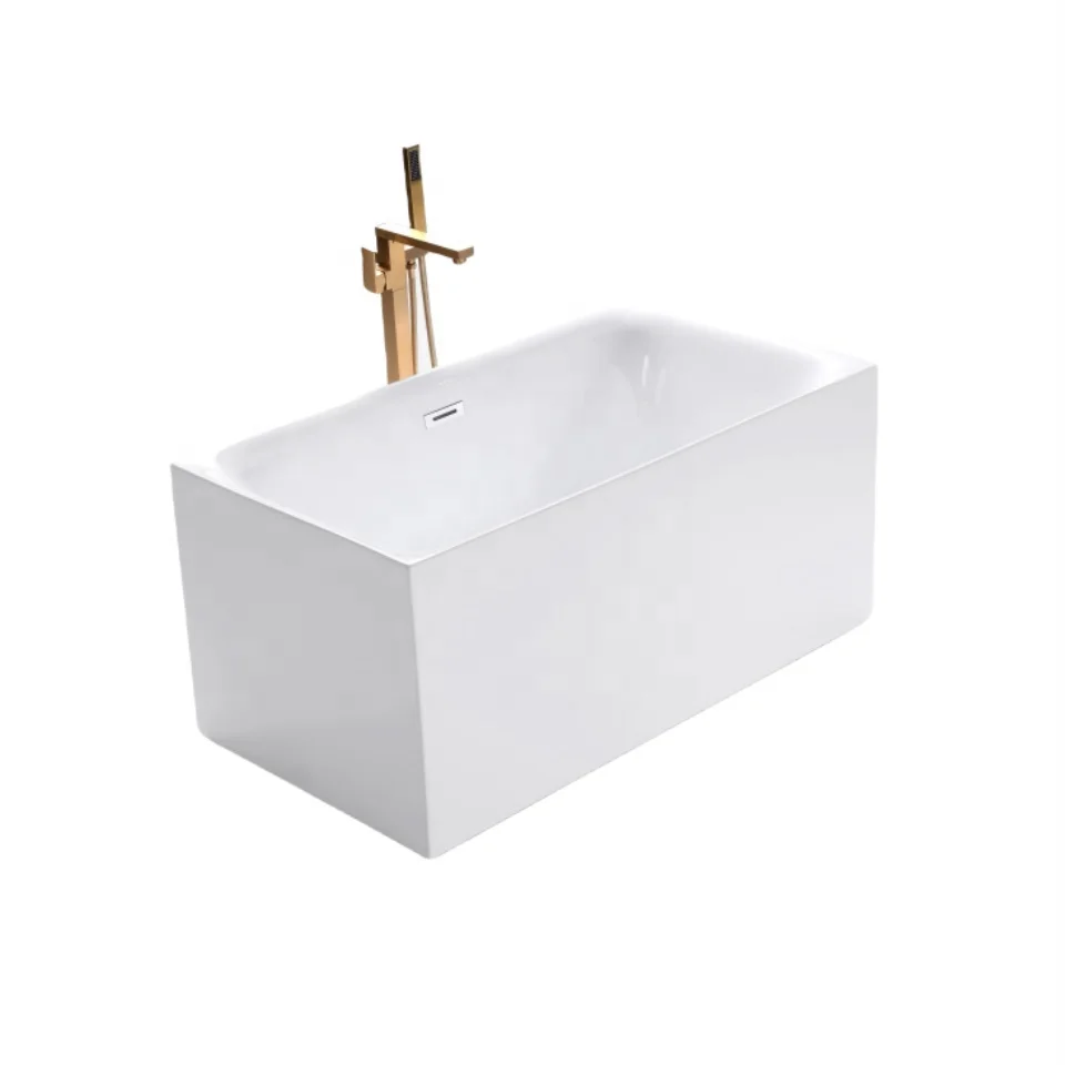 Oumeiga acrylic left right corner back to wall freestanding bath tubs rectangular bathtub for adults