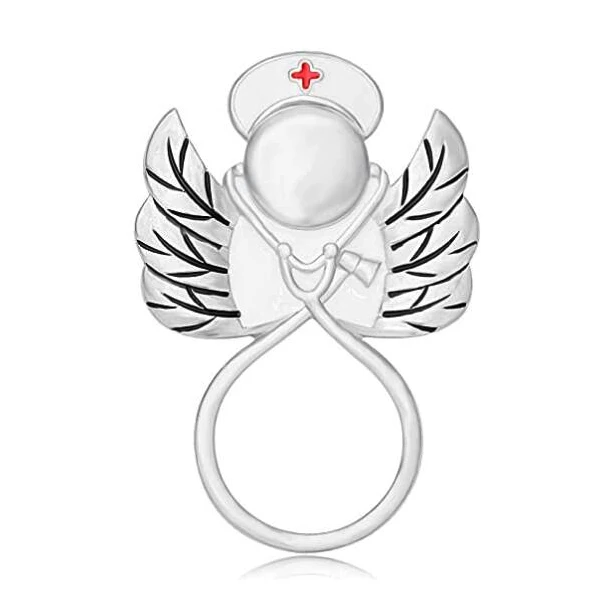 Zinc Alloy Angel Nurse  Lapel Pin Angel Nurse Brooch RN Graduation Gift