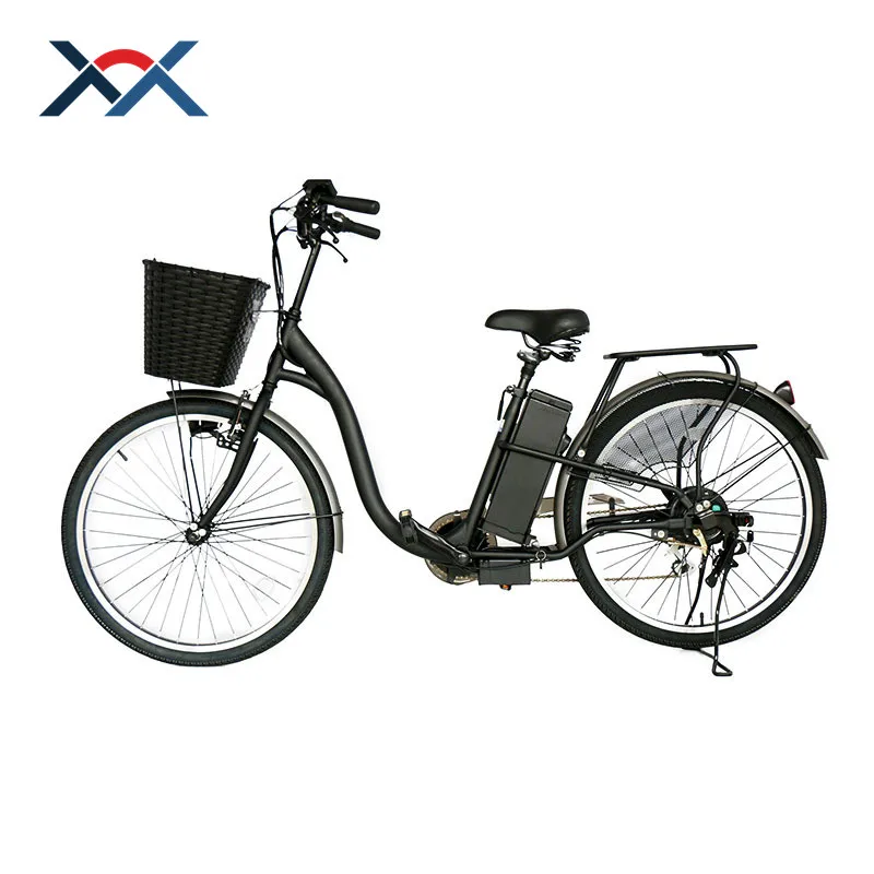 Newest cheap female city ebike 48V 250W Motor 10Ah lithium battery electric city bike with big basket