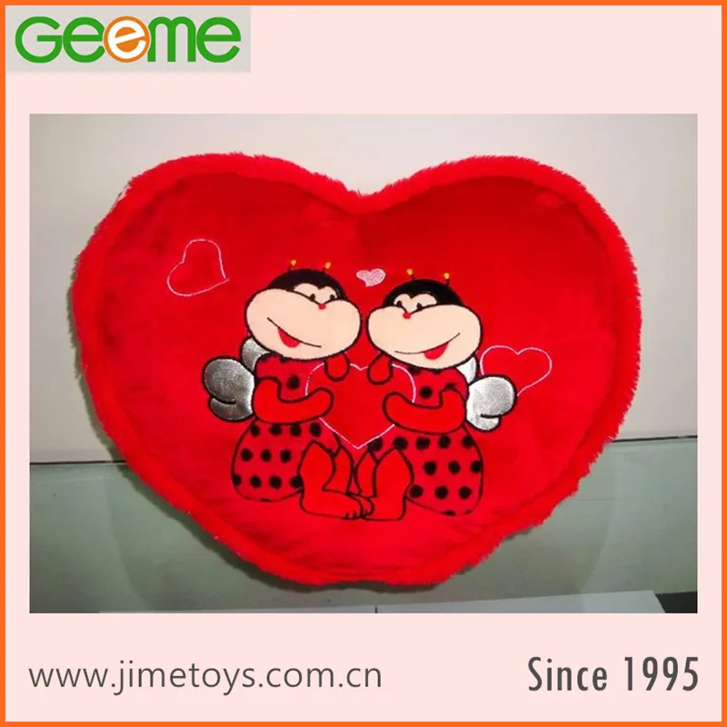 JM7876-4 Red Heart Shaped Pillow with Embroidering Double Dog Wedding