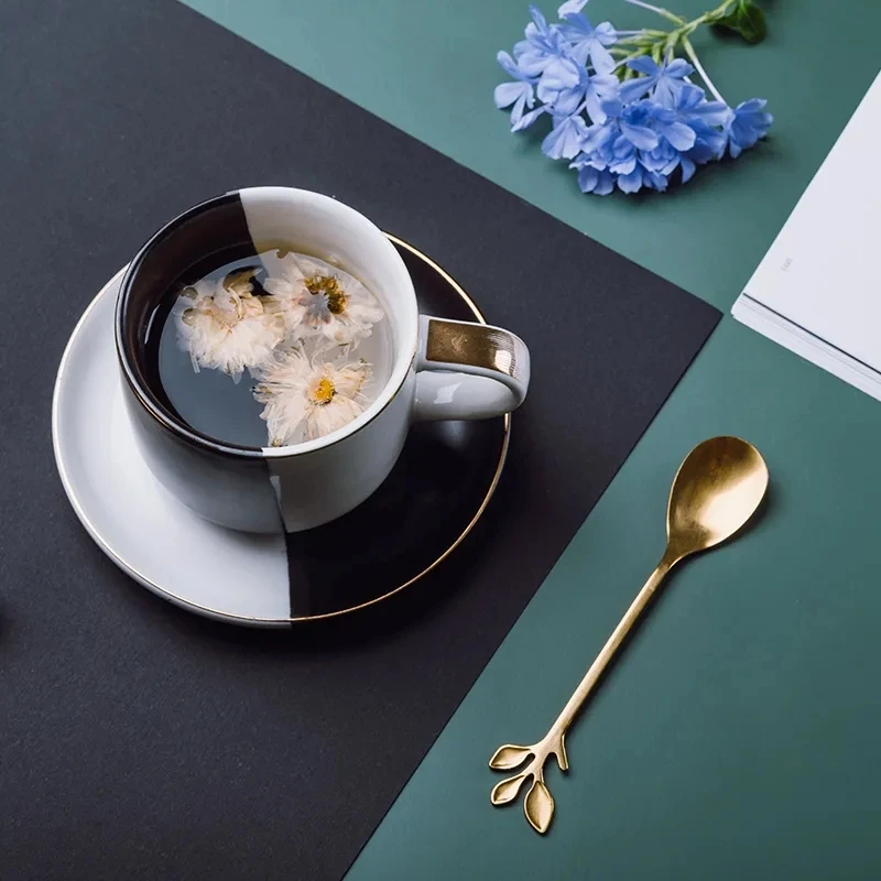 
European ceramic coffee cup and saucer creative design restaurant coffee cup set 