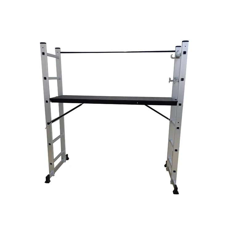 Aluminum multi-purpose foldable ladder with working platform  NEW Aluminium Scaffolding Folding Ladders with wheels ladder steel