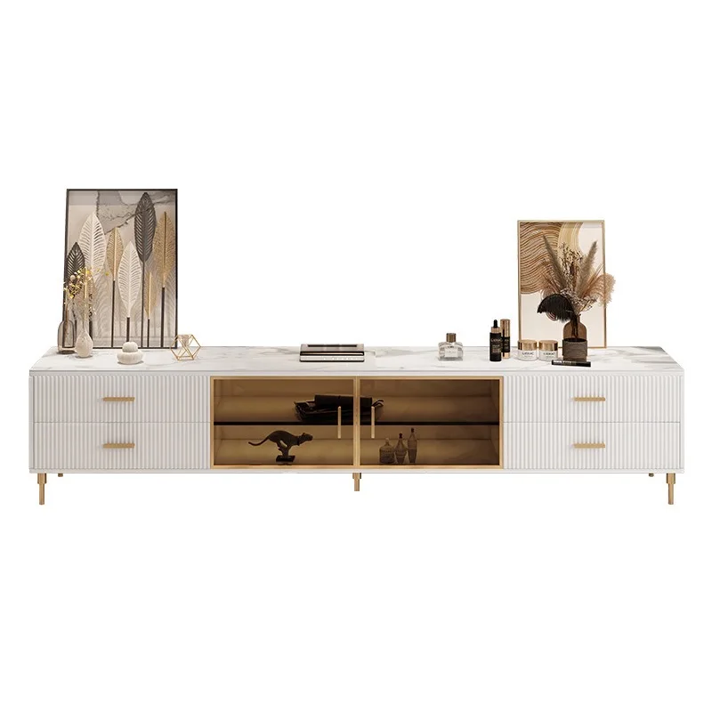 Italian style light luxury TV stand and coffee table cabinet set for living room furniture
