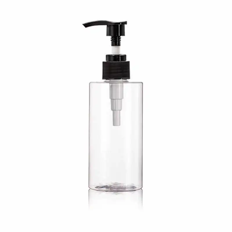 Clear 250 ml Boston round 500 ml/16 oz empty amber PET shampoo plastic bottle with lotion pump