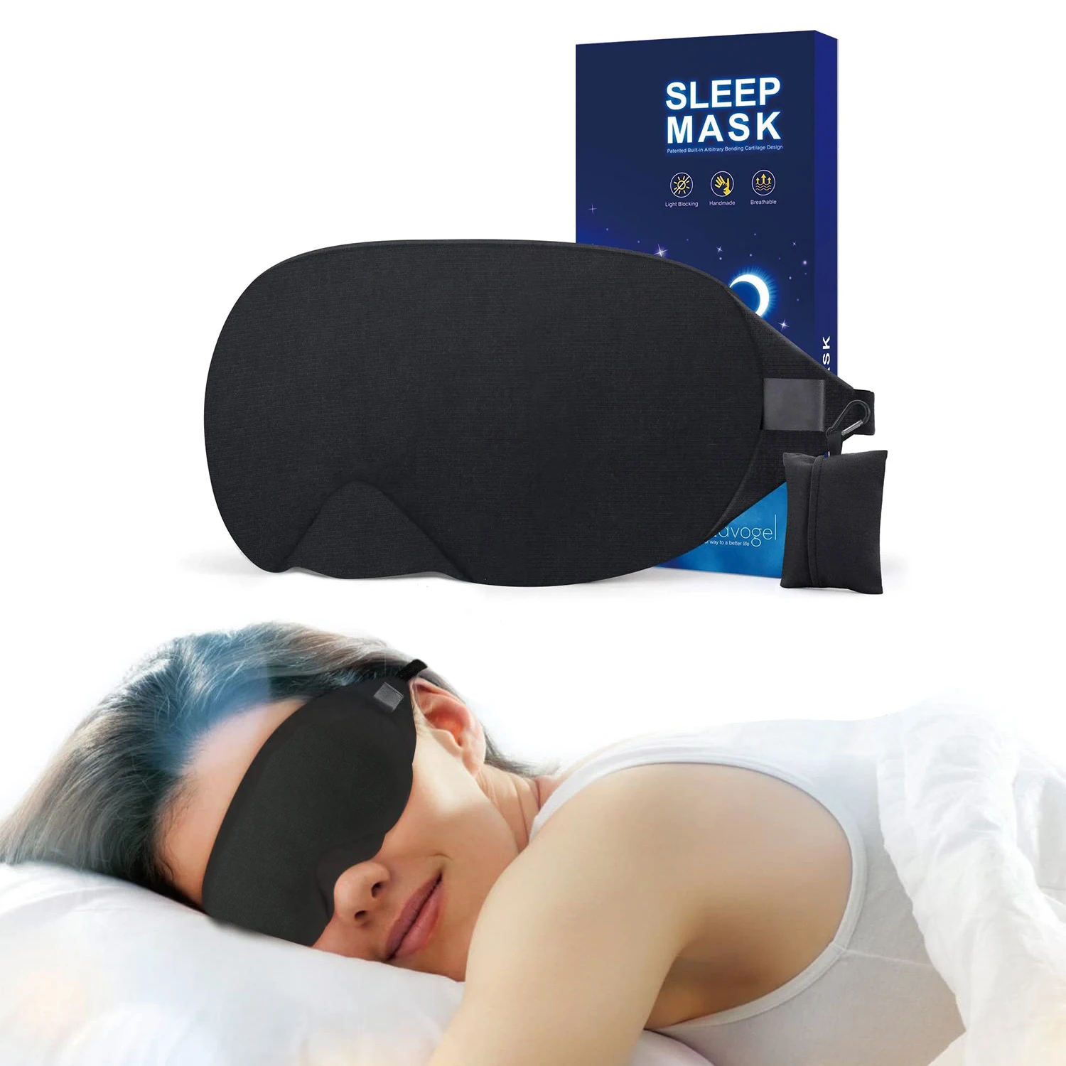 Daily Sleep Eye Patch Soft Breathable Blindfold Light Blocking Long Adjustable Straps Eye Mask