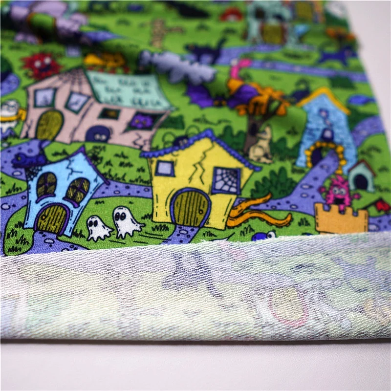 Wholesale custom Digital printed 70%bamboo 25%Cotton 5%Spandex terry cloth fabric for Hoodies 280gsm