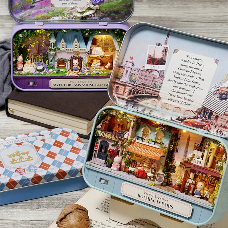  2020 DIY миниатюрный деревянный кукольный дом мебель коробка модель театра игрушка жестяная