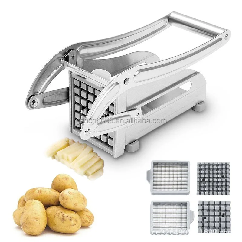 Professional Potato Cutter Stainless Steel with 1/2-Inch and 3/8-Inch Blade Great for Potatoes Carrots Cucumbers