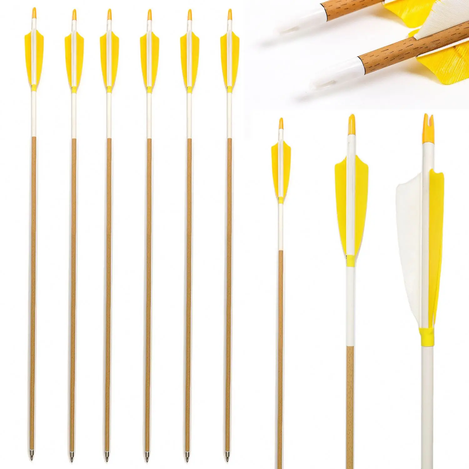 Pure Carbon Arrows with Real Turkey Feather Field Tips 340-500 Spine Hunting Arrow Shaft for Archery Outdoor Shooting