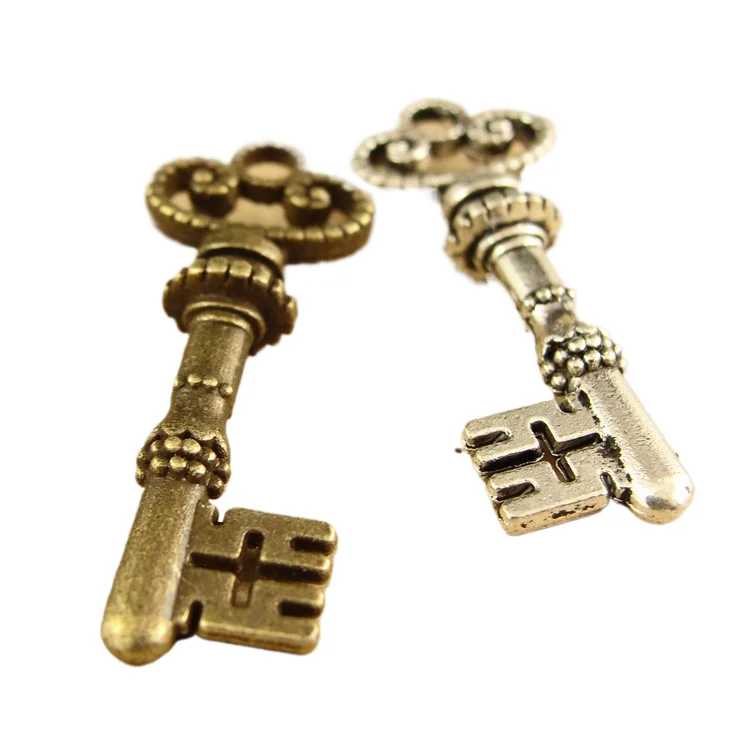 geqiao A3907 Two-color 1.8g Vintage Key penders ZAKKA Handmade materials wholesale 60 PCS/bag