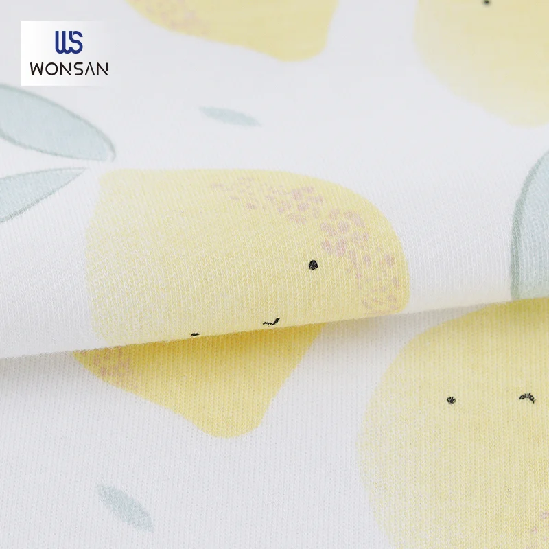 1MOQ Stock 100%Cotton For Baby T-shirt Clothing Material Double Sided Children Fruit Printed Interlock Fabric Tissu Customizable