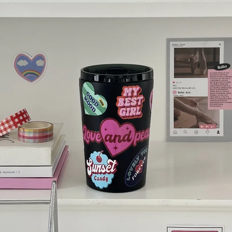 IMOGY Eco-Friendly Stainless Steel Travel Mug Minimalist Design Insulated Metal Cup with Handle Lid Vacuum Tumbler for Parties