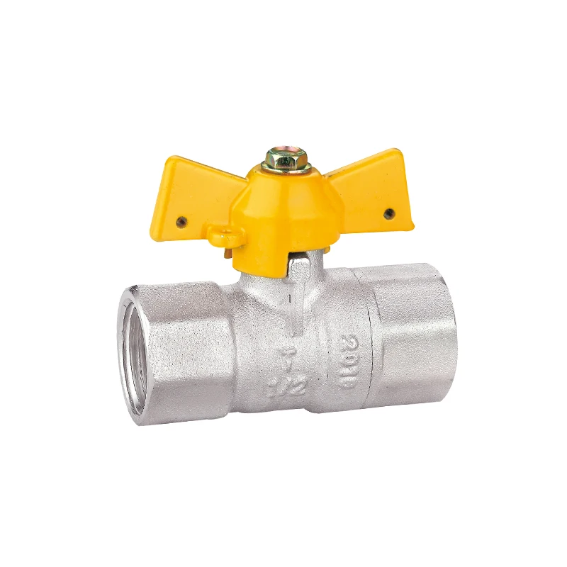 Customized Best Price Trader Butterfly Handle 1/2 inch Straight Brass Forged Gas Ball Valve with FF Thread