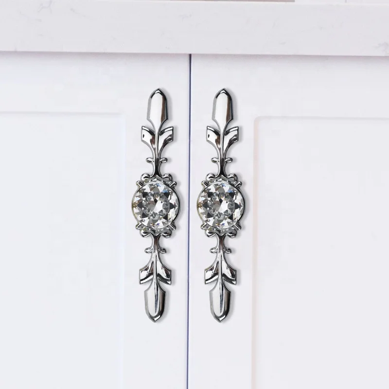 European style simple transparent single hole Cabinet Wardrobe door handle modern crystal drawer handle
