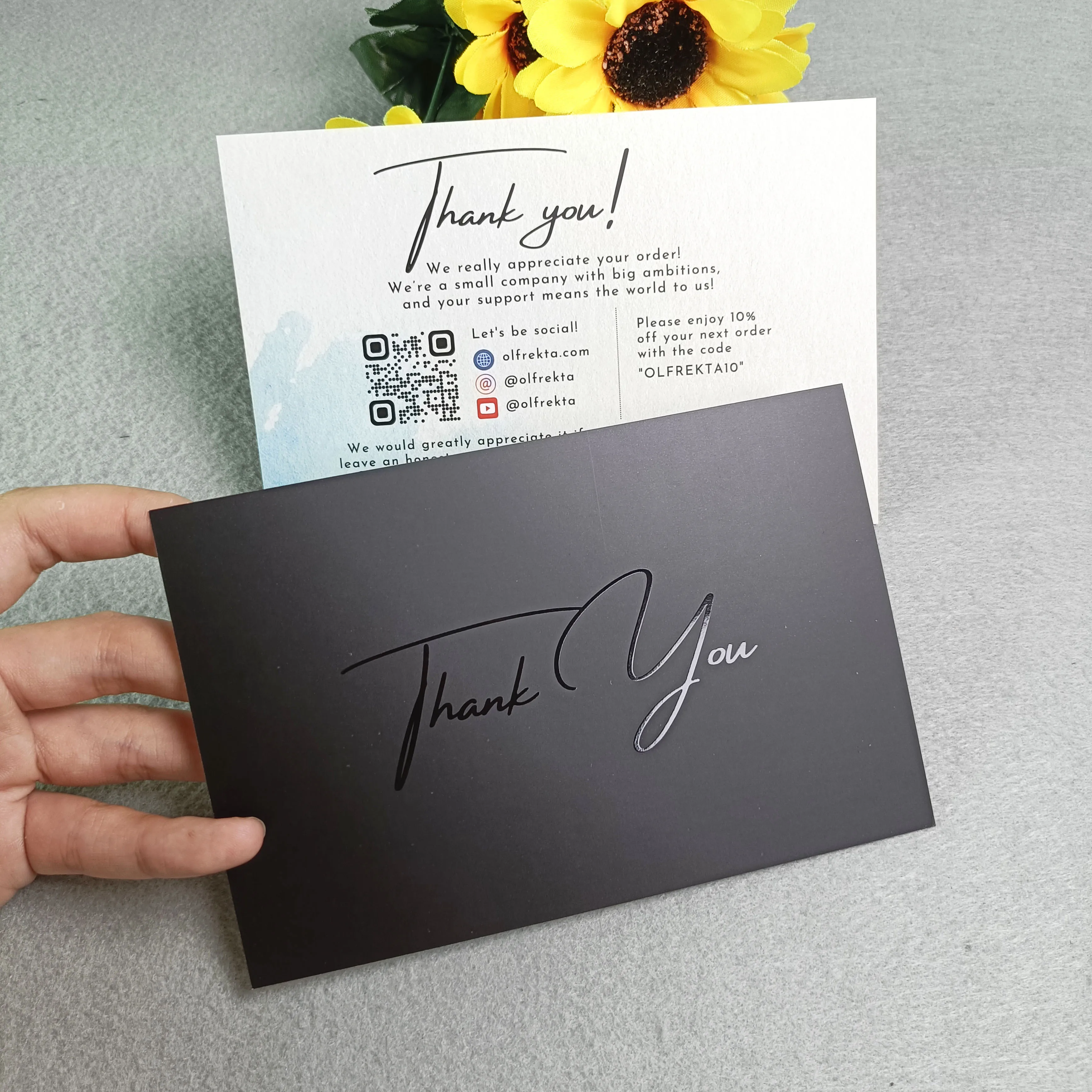 Wholesale Custom Printing UV Black Gold Foil Envelope Thank You Cards  For Business Guests Wedding Birthday Greeting