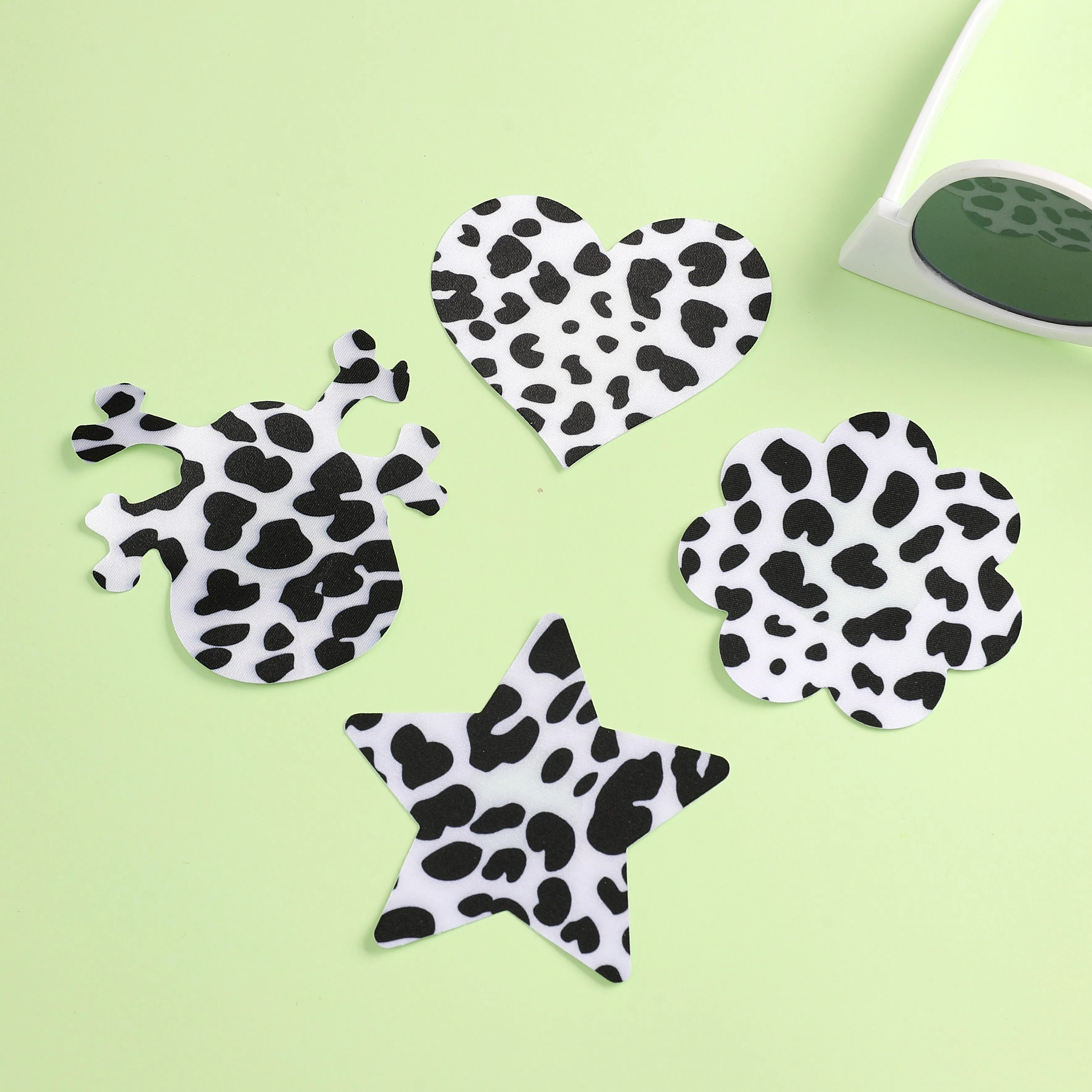 Fashionable Nipple Covers Satin Fabric Eco-Friendly Adhesive Breast Pasties Cow Pattern Breast Nipple Sticker Custom For Dating