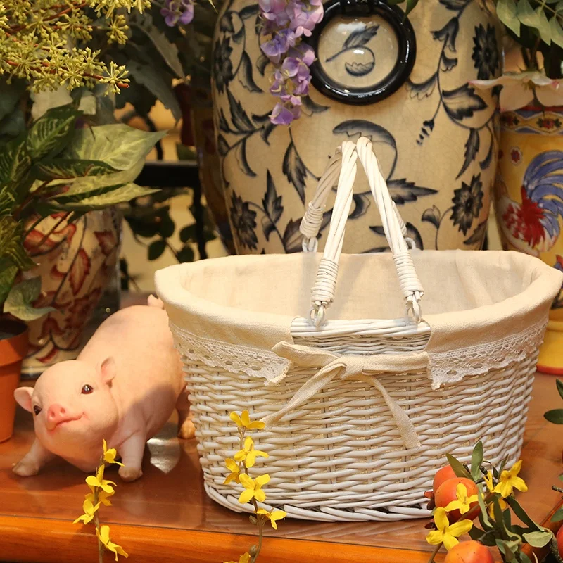 Wholesale cheap empty folding handle picnic basket wicker picnic basket with handle