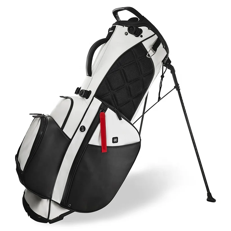 PRIMUS GOLF Wholesale custom black color leather golf bag High Quality golf sunday bag with stand