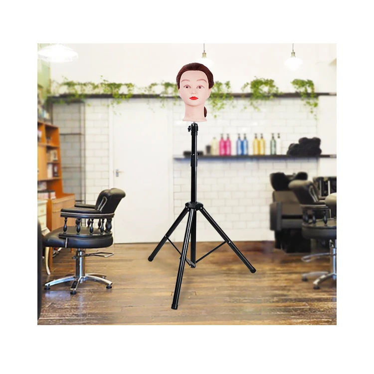 Wig Stand Tripod Mannequin Head Stand Adjustable Wig Head Stand Holder for Cosmetology Hairdressing Training