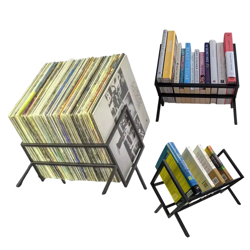 Manufacturer Metal Book Vinyl Record Storage Holder Rack Magazine Organizer Vinyl Display Rack for record