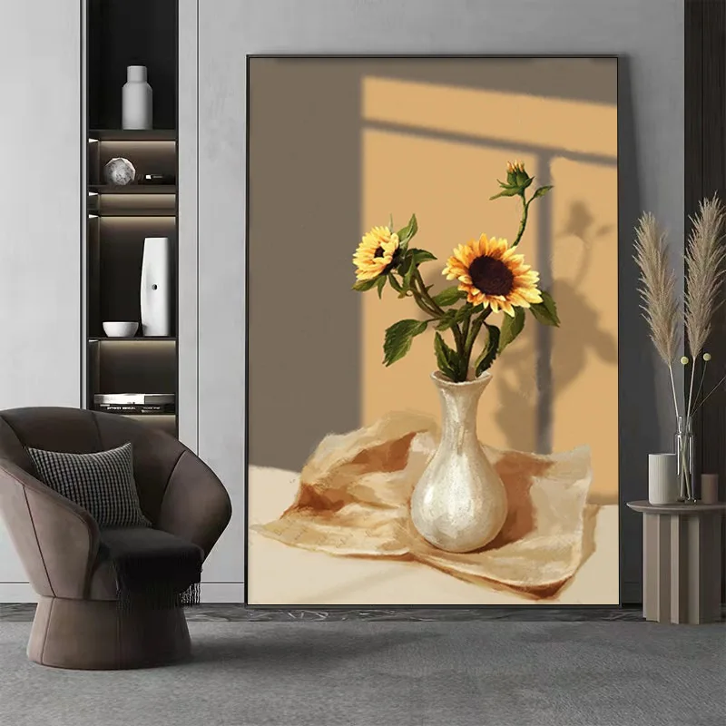 Hot sale vintage large painting and wall arts landscape flower oil painting wall paintings for home decor