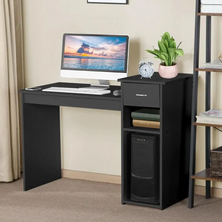 Modern design MDF wooden small corner computer desk with storage