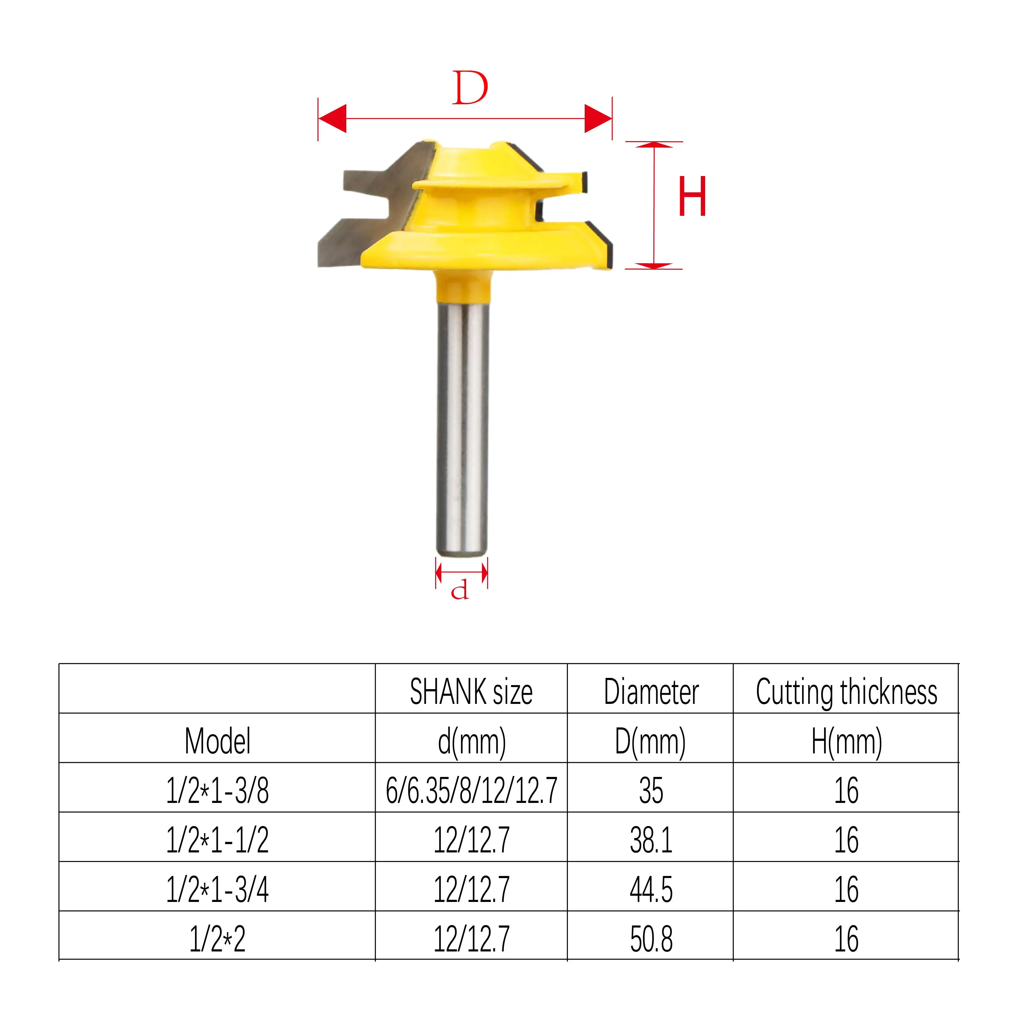 45 Degree Lock Miter Solid Carbide Tenon Jointer Wood Router Bits for Wood Cutter Mill Wood Cutter