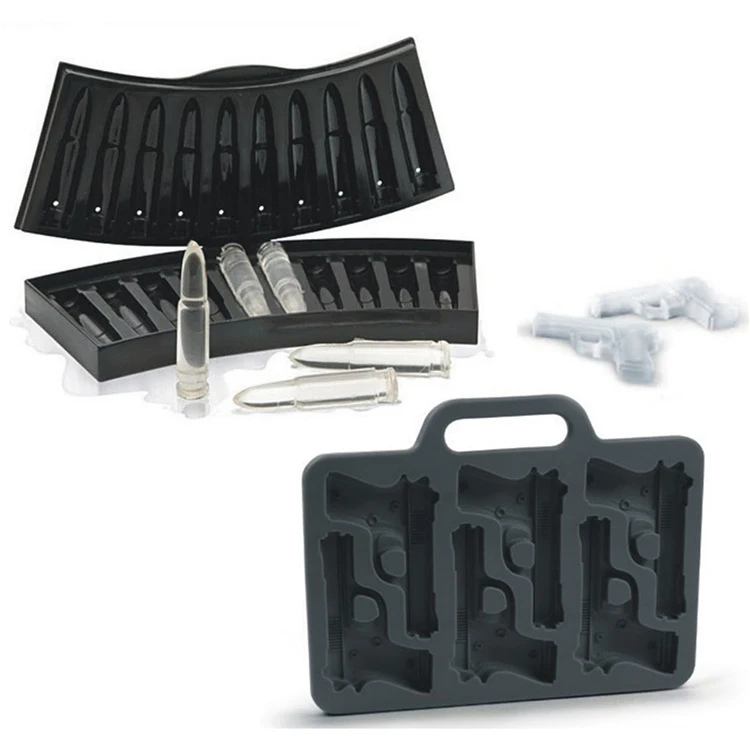 YS Wholesale DIY Ice Cube Molds Gun Bullet Shape Silicone Ice Tray Fruit Ice Cube Cream Maker Kitchen Bar Drinking Accessories