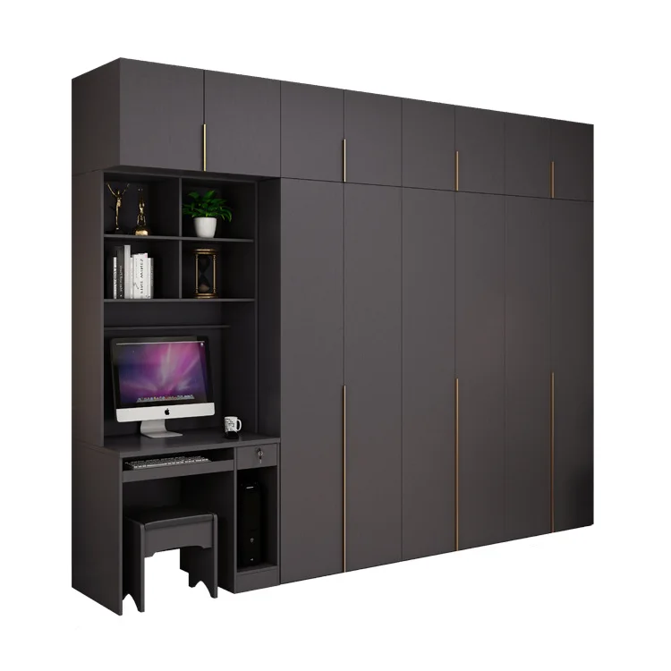 Modern simple wardrobe household bedroom desk cabinet one economy simple wardrobe with computer desk integral wardrobe