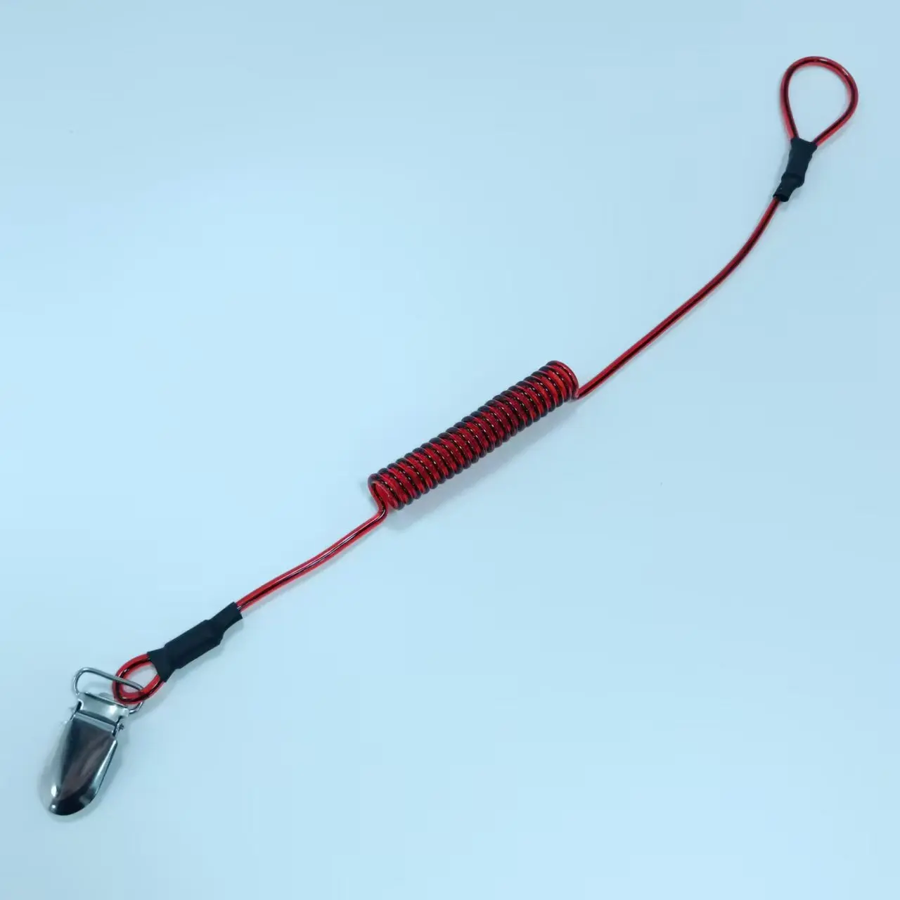 customized TPU spring Steelwire ropes with loop end hard hat coil tether steel cord Tools  coiled braided lanyard