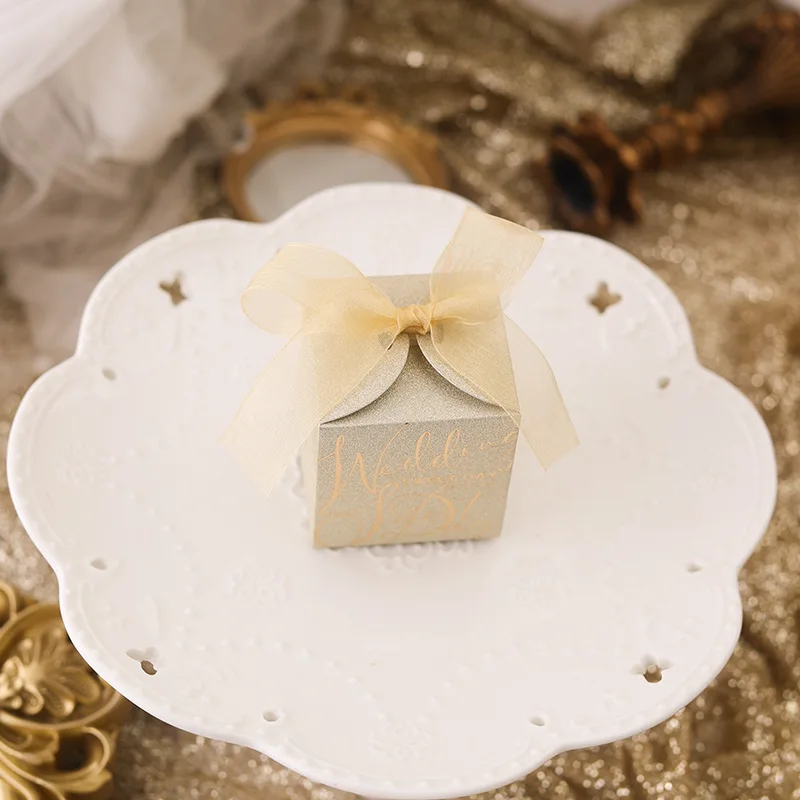 Hot Sale Luxury Gold Foil Candy Box Wedding Gift Packaging Sugar Paper Box Party Favor Small Gift Package