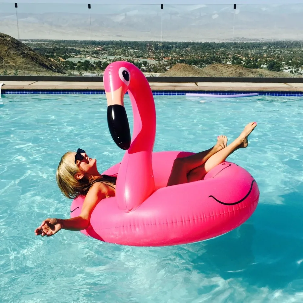 Hot selling Pvc Inflatable Flamingo Swim Ring for kids and adults