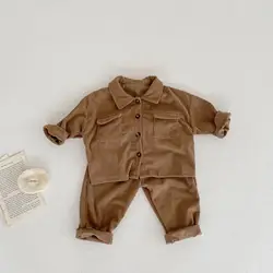 Latest baby boys girls super comfort boutique clothing sets corduroy outfit for kids children