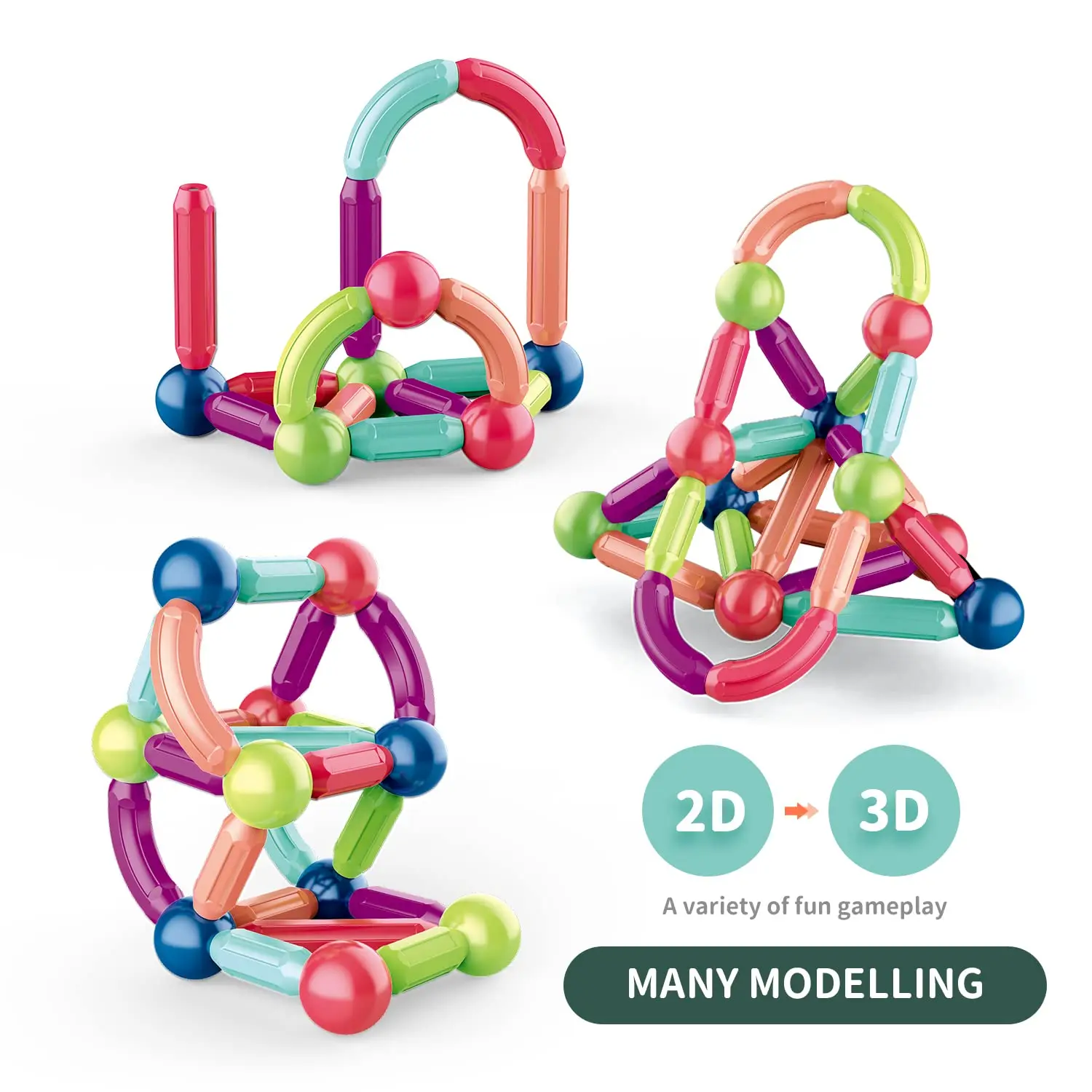 Магнитные блоки набор 3d магнитных палочек развивающие магнитные строительные палочки игрушки для детей