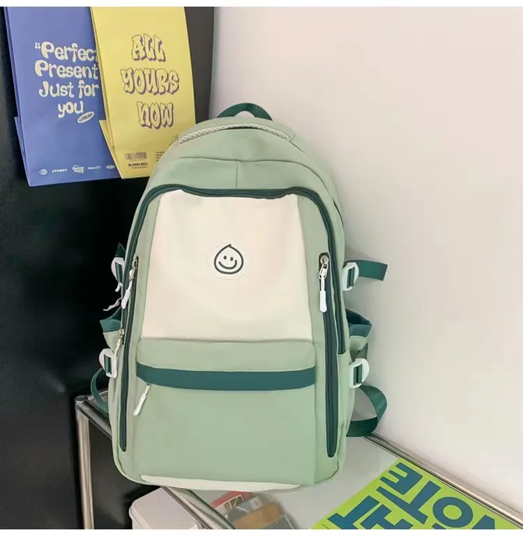 High Casual Large Capacity Waterproof School Bag Quality Simple Style Solid Color Backpack School Travel Nylon Backpack